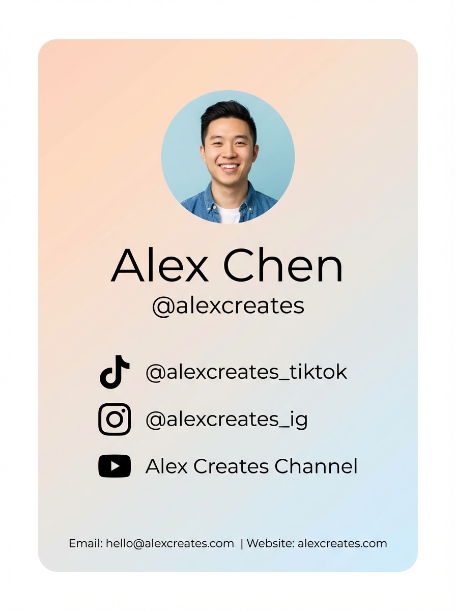 Vertical Social Media Creator Card