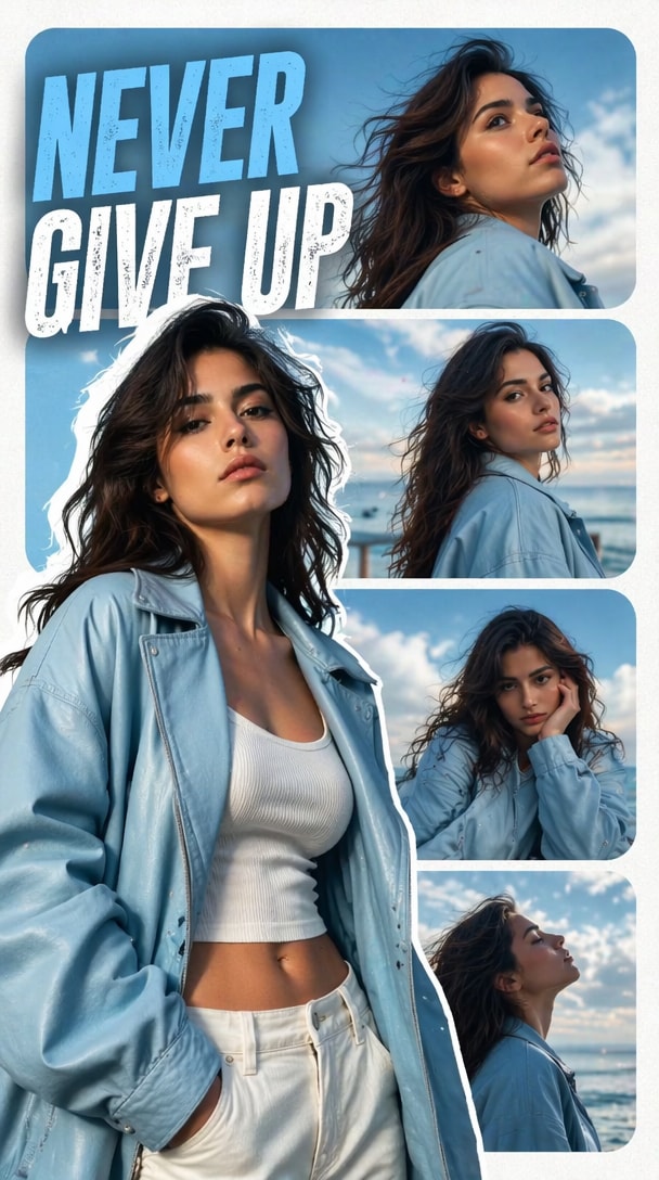 Vertical collage poster generated with ChatGPT prompt, four panel layout, layered textures, premium social media aesthetic