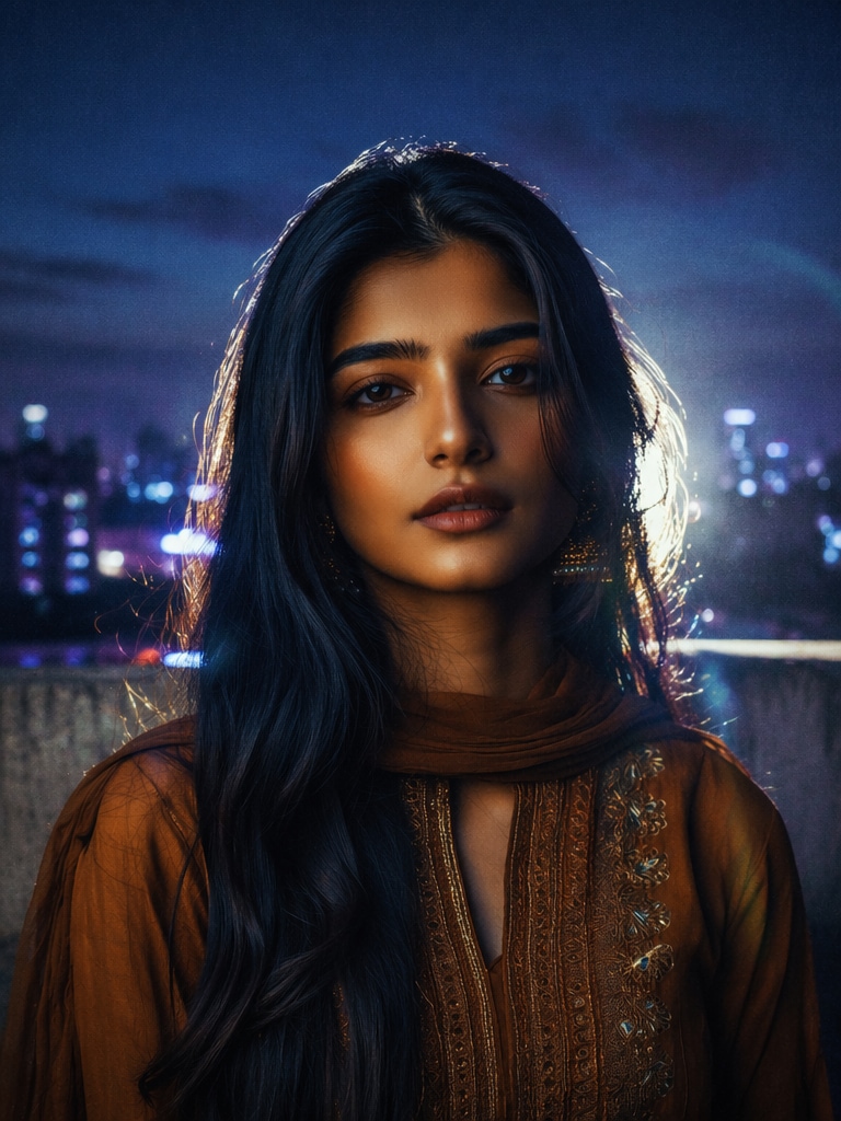 Rooftop Blue Night Glow viral lofi dusk prompt