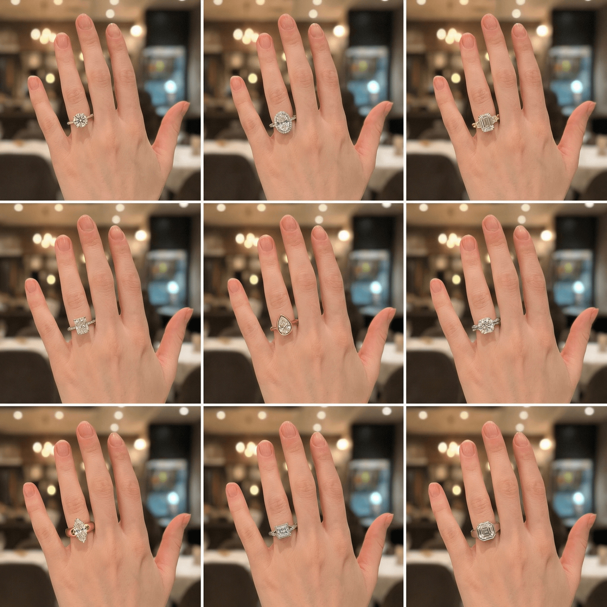 AI engagement ring 9-grid try-on