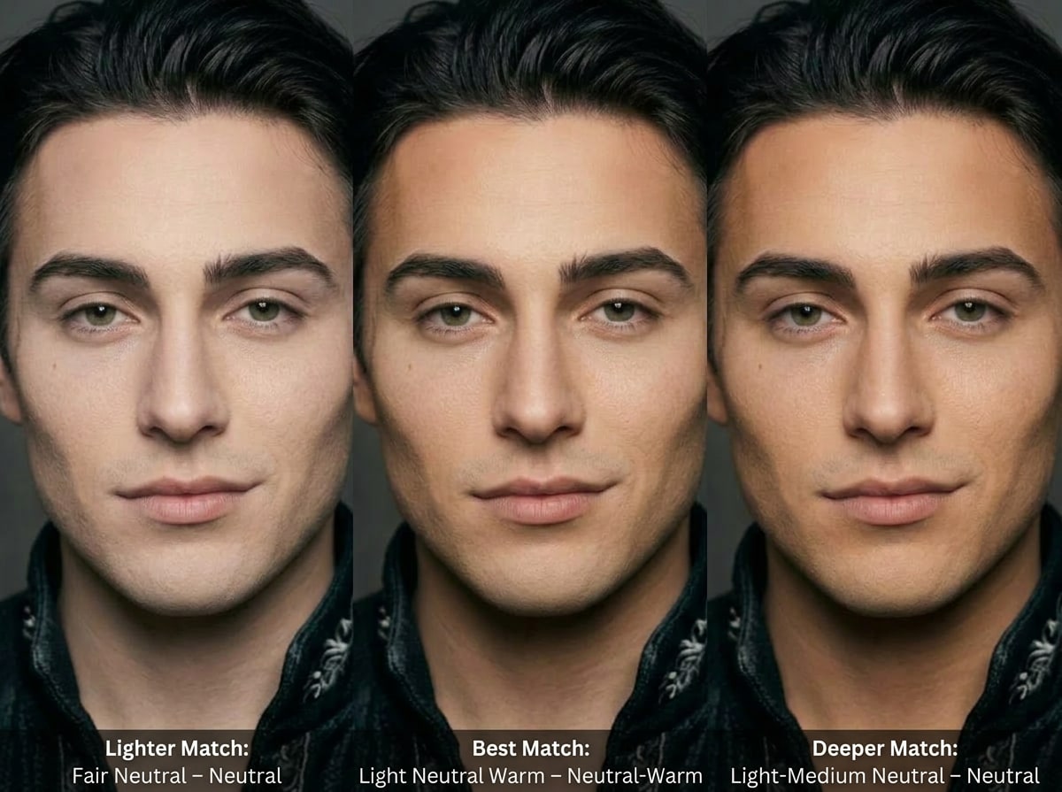Virtual foundation try on for man