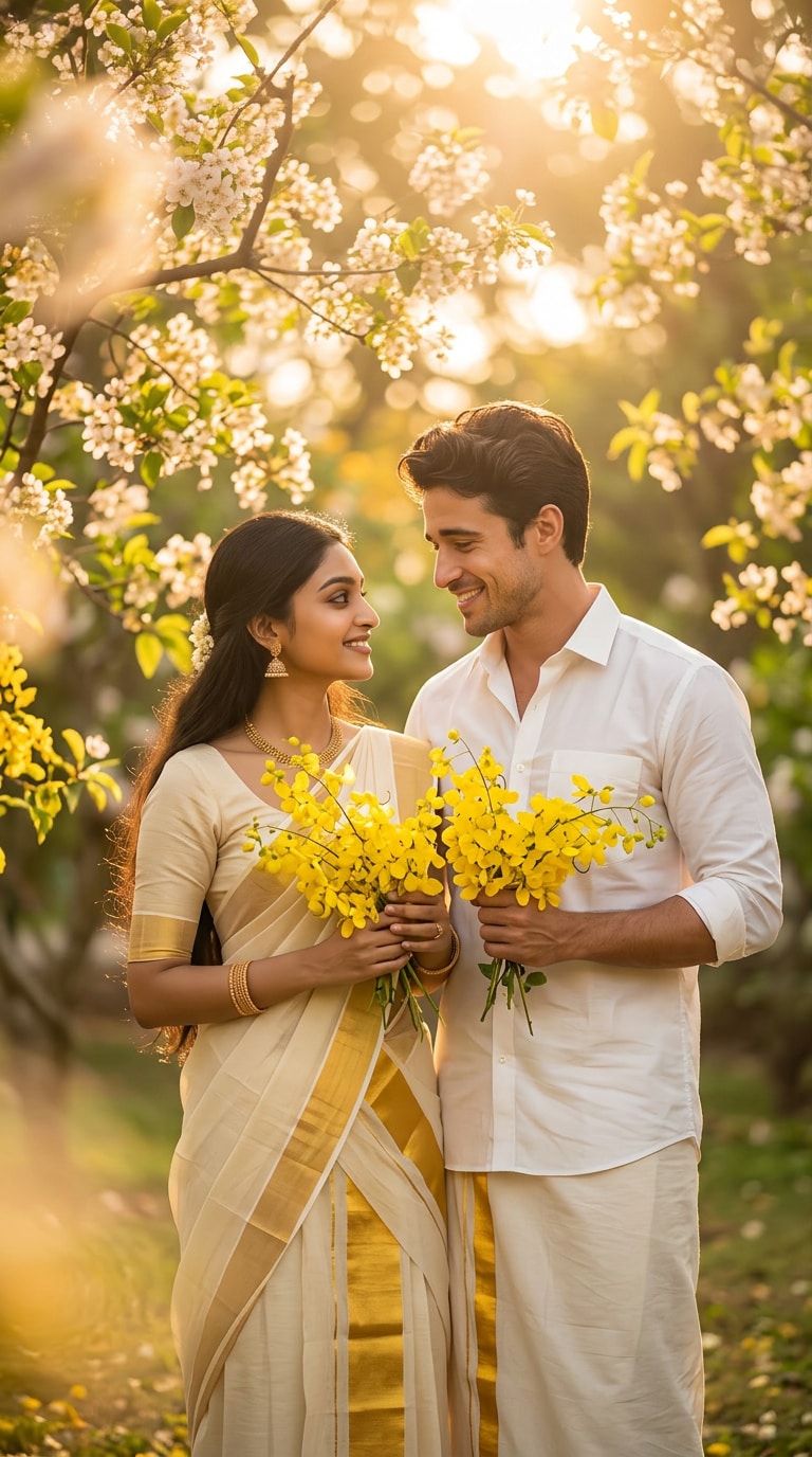 Vishu Prompt for Couple Elegant Festive Style