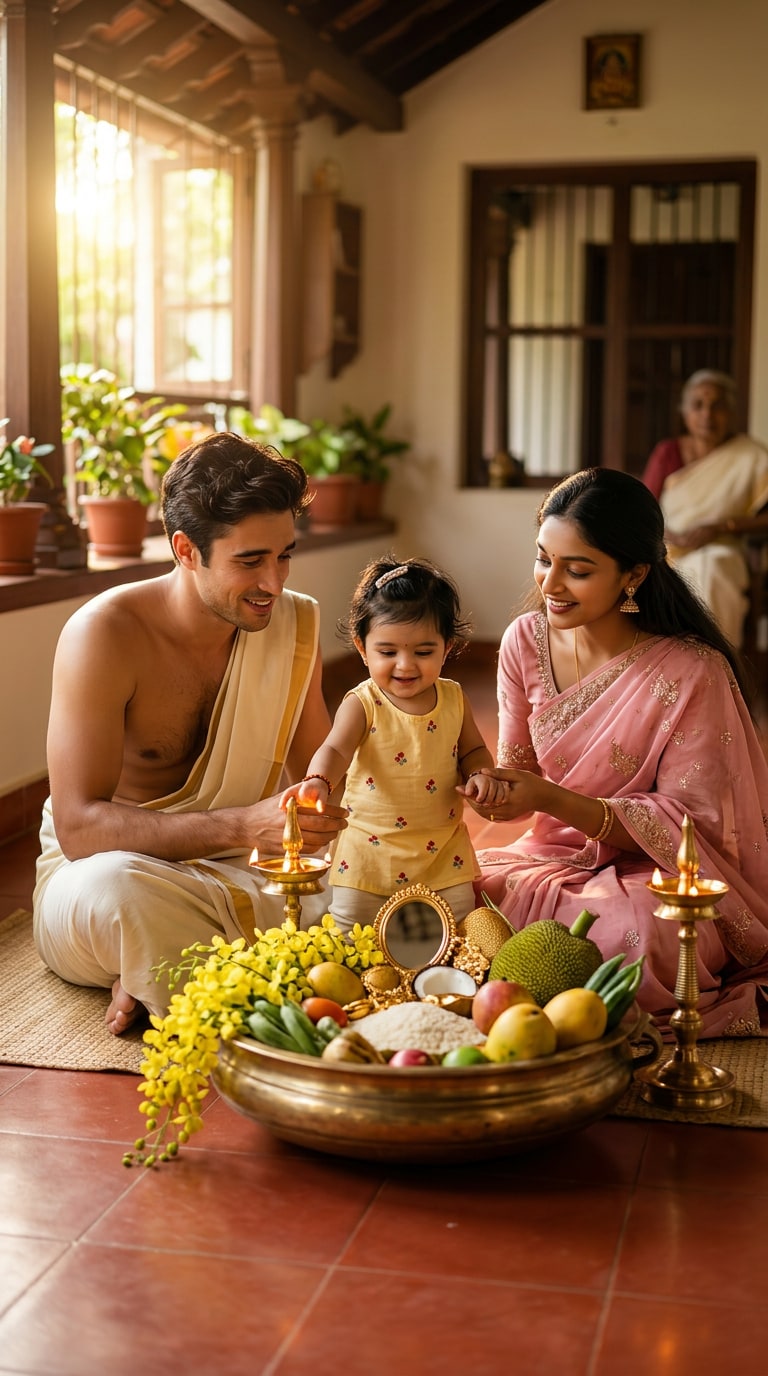 Vishu Prompt for Family Traditional Scene Style