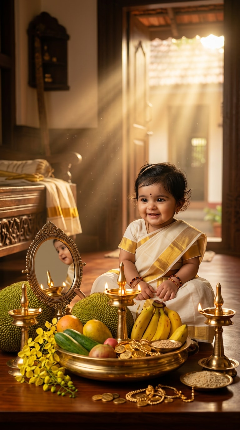 Vishu Prompt for Baby Traditional Morning Scene