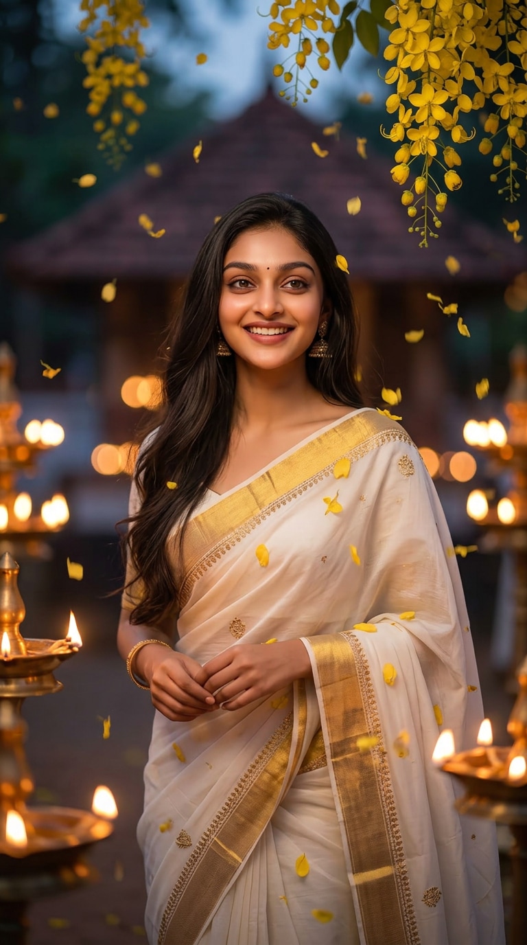 Vishu Prompt for Girl Elegant Festive Style