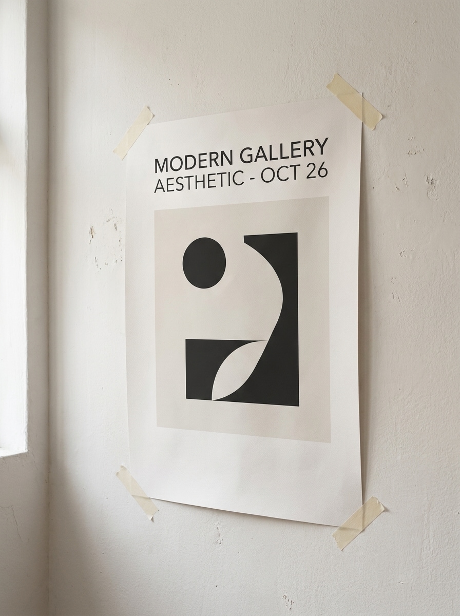 Wall Poster Tape Mockup