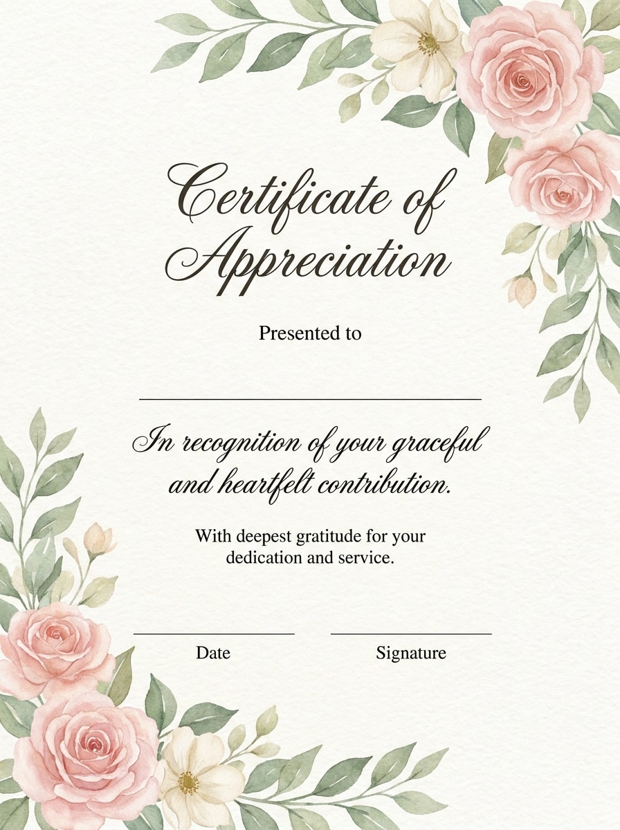 Watercolor Appreciation Certificate