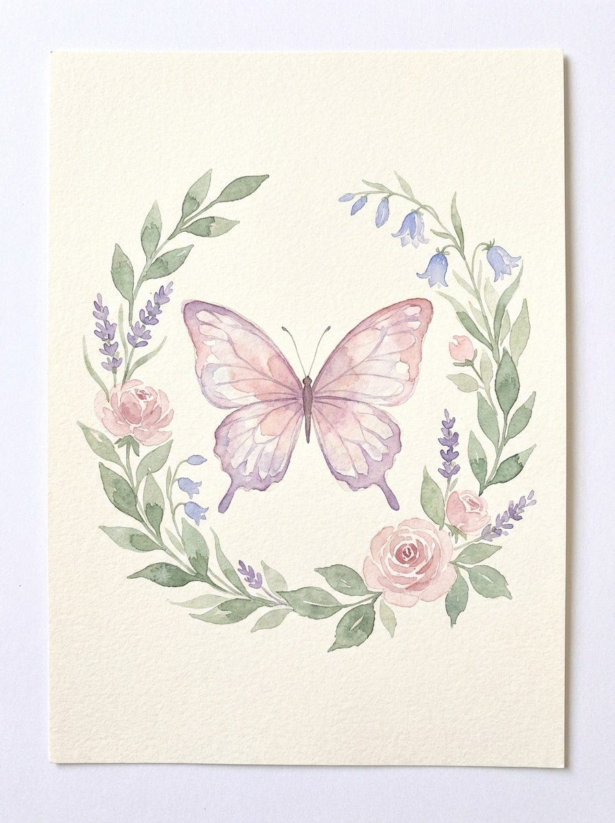 Watercolor Botanical Butterfly