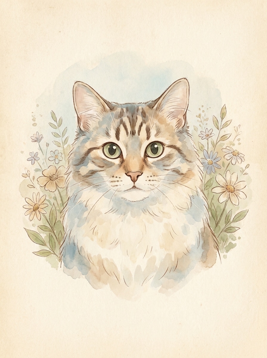 Watercolor Cartoon Pet