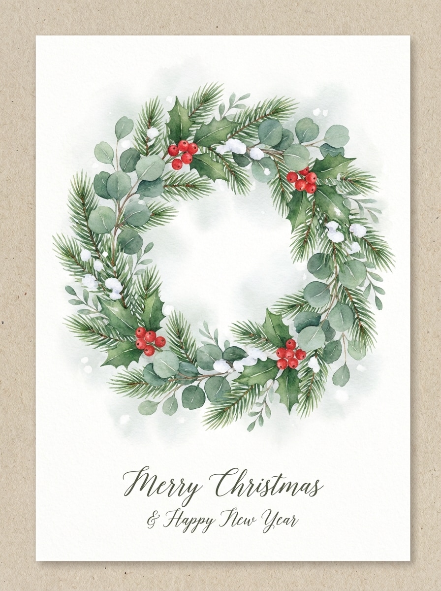 Watercolor Christmas Wreath