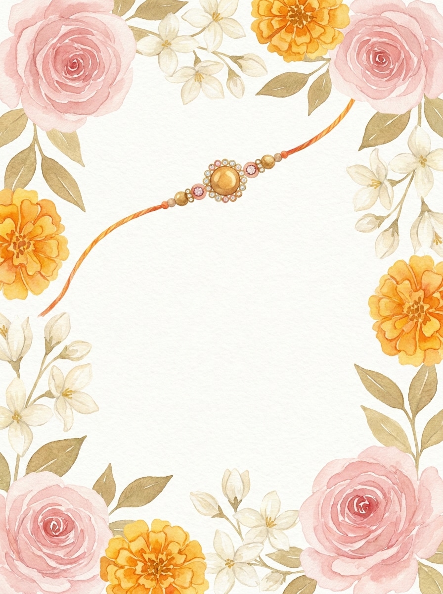 Watercolor Floral Rakhi Card