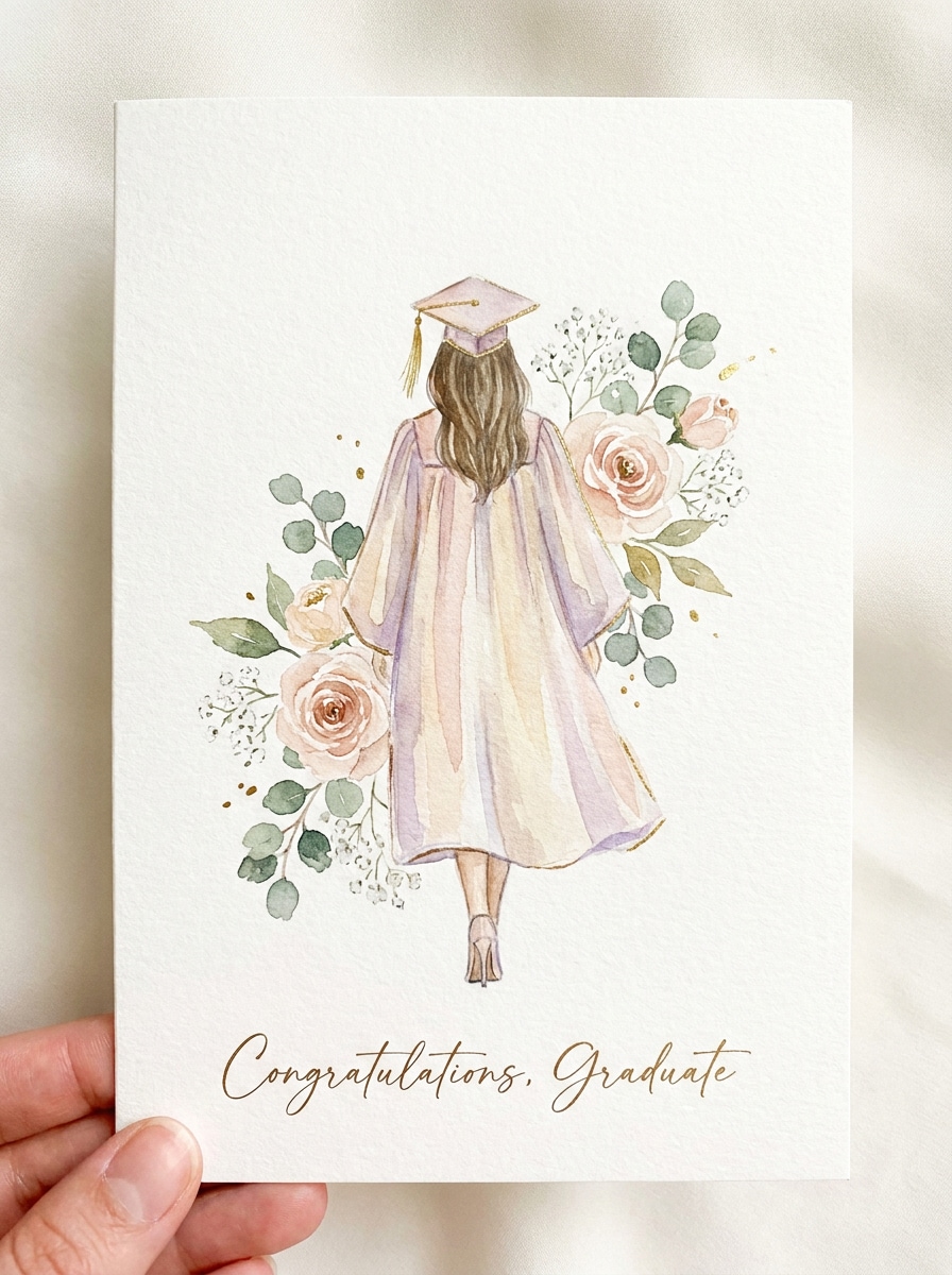 Watercolor Graduation Illustration
