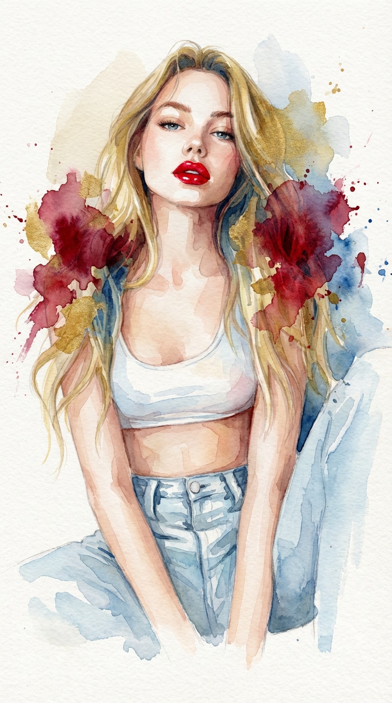 10 Red Lip Editorial Splash - Glamour Prompt