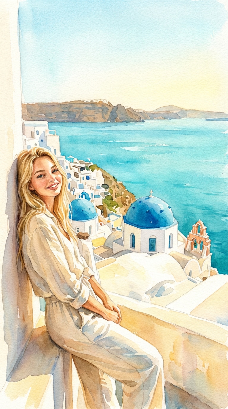 13 Santorini Seaside Wash - Vacation Prompt