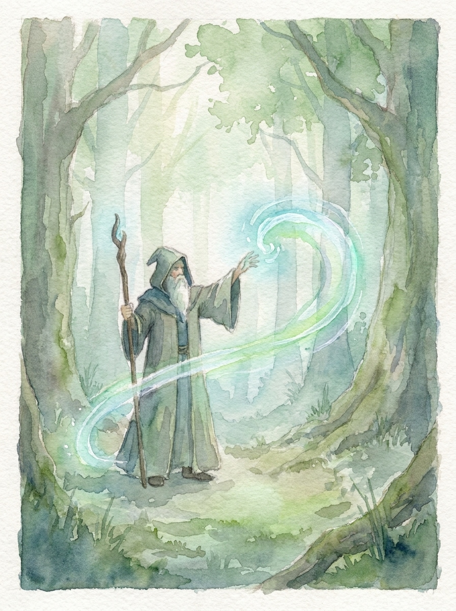 Watercolor Spell Scene