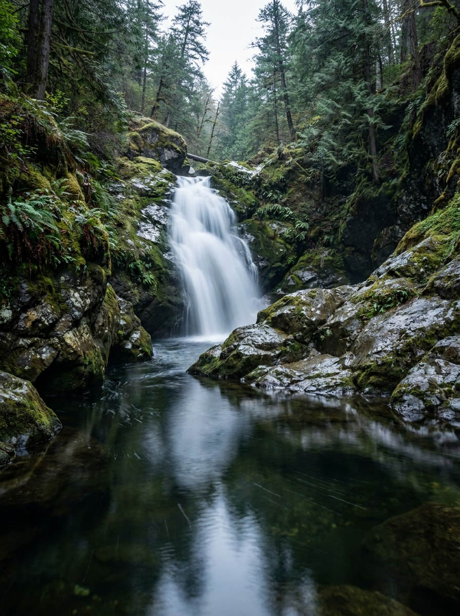 Waterfall Reflection Scene