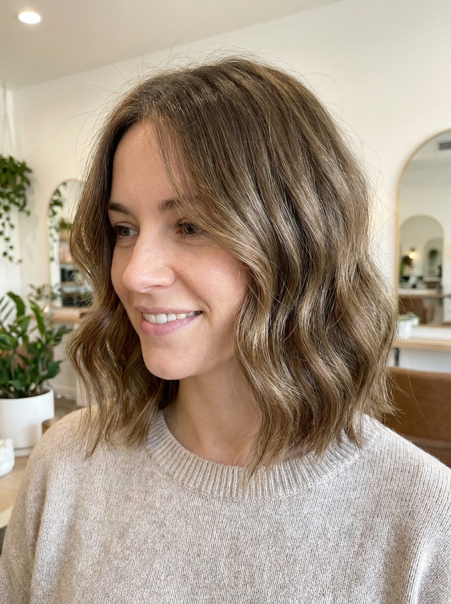 Shoulder-Grazing Wavy Bob