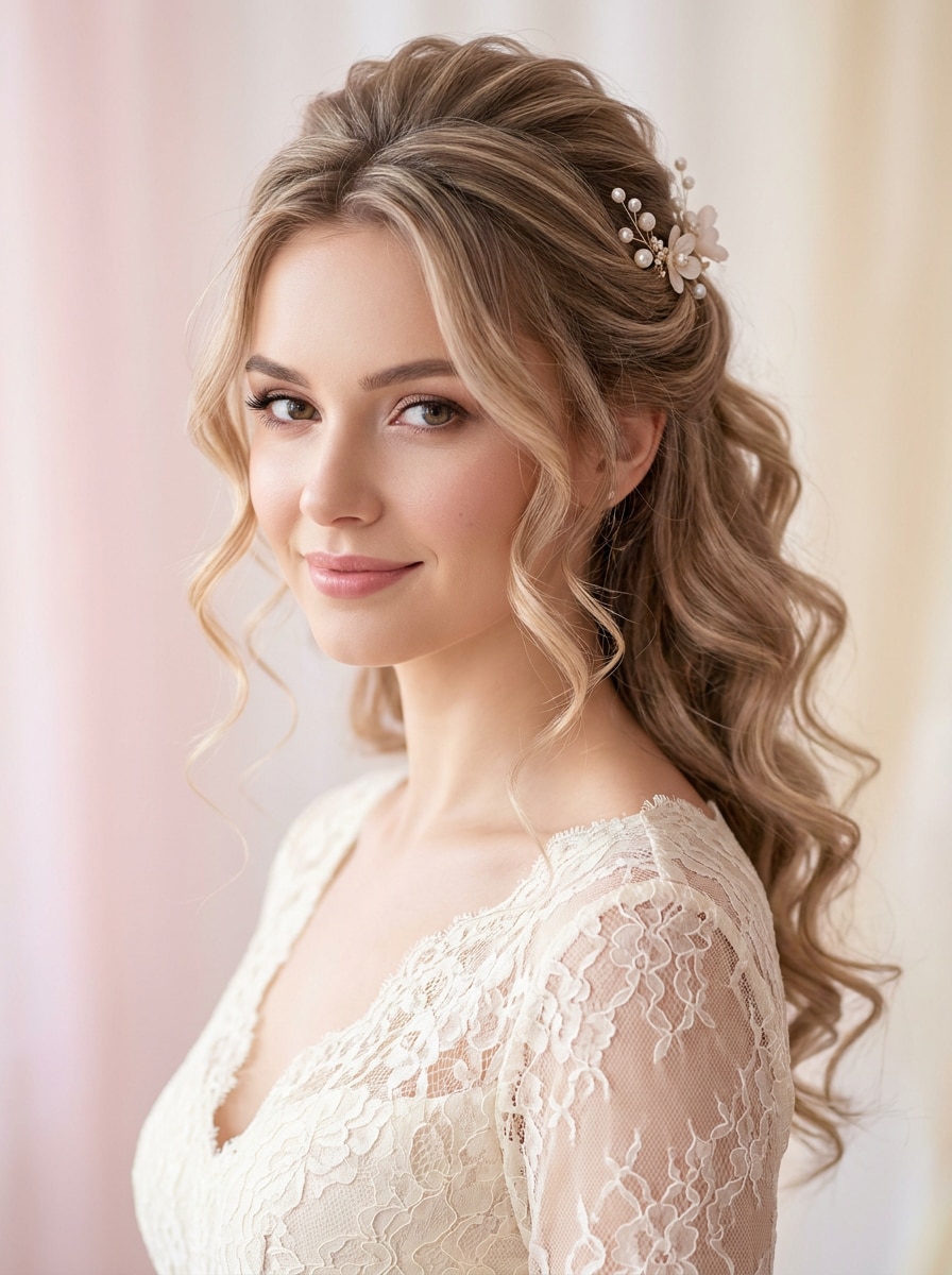 Wedding Half-Up Curls