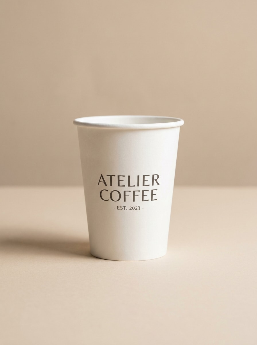White Paper Cup on Neutral Surface