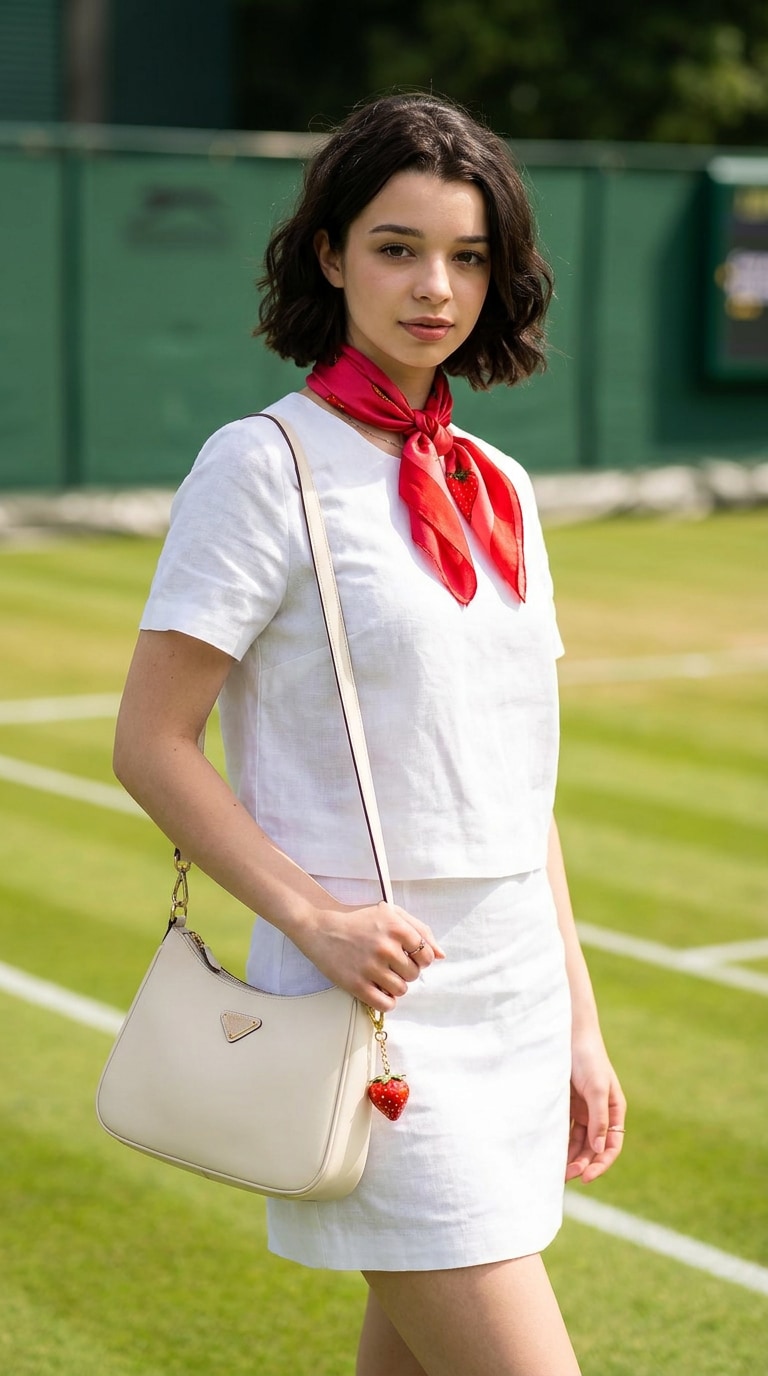 Tennis walk-on editorial fashion prompt example