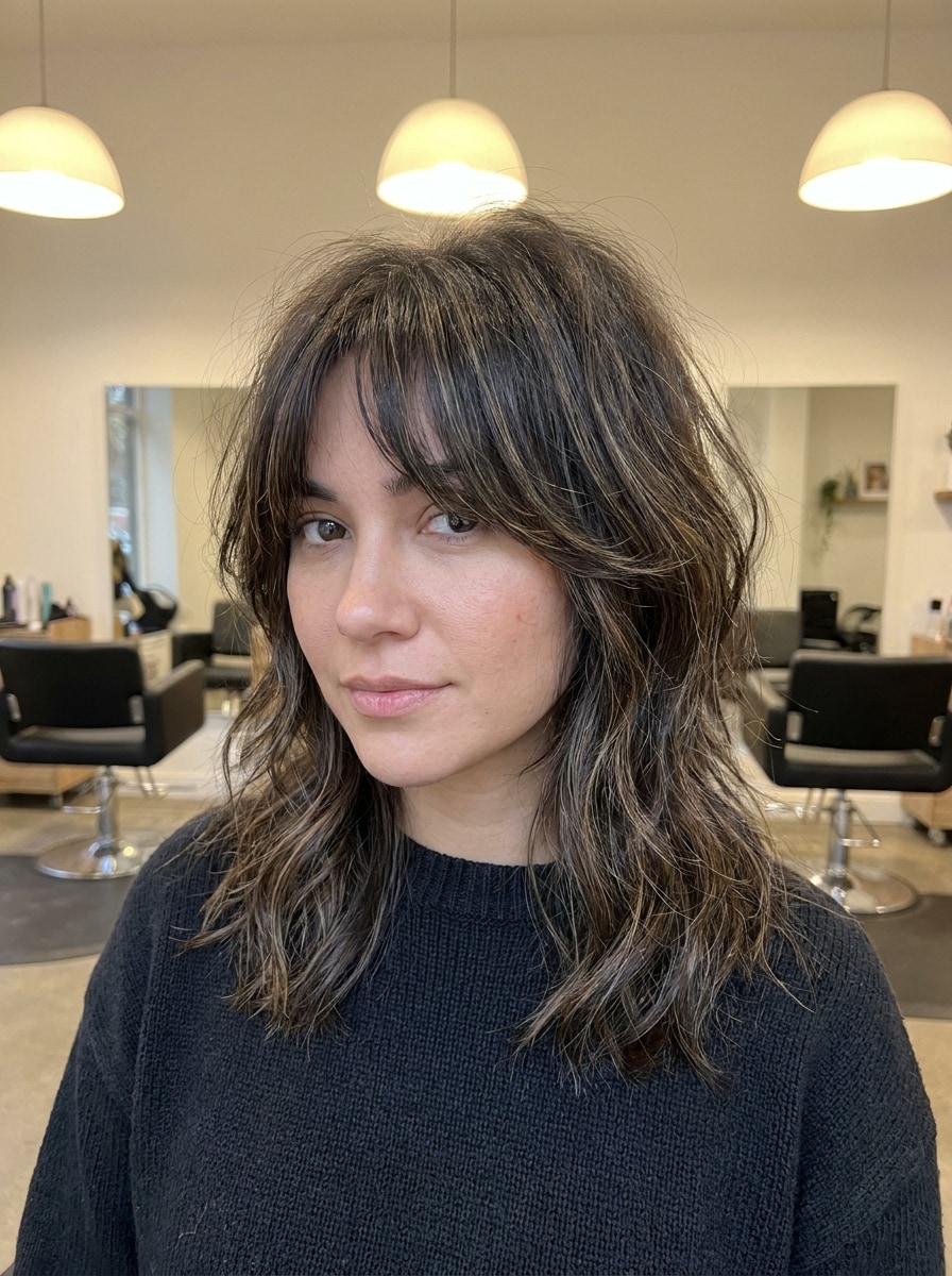 Wolf Cut with Curtain Bangs