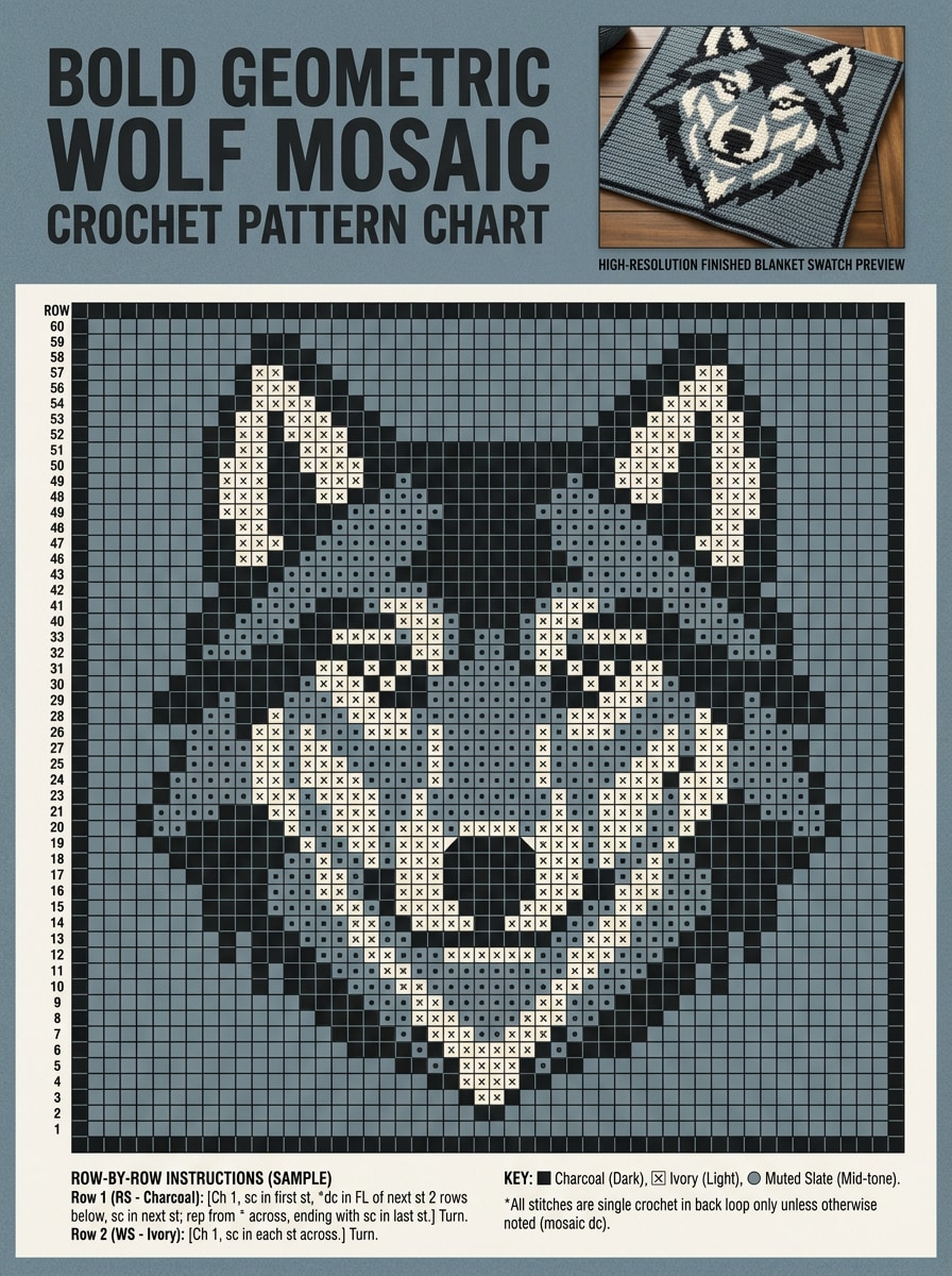 Wolf Portrait Geometric Panel