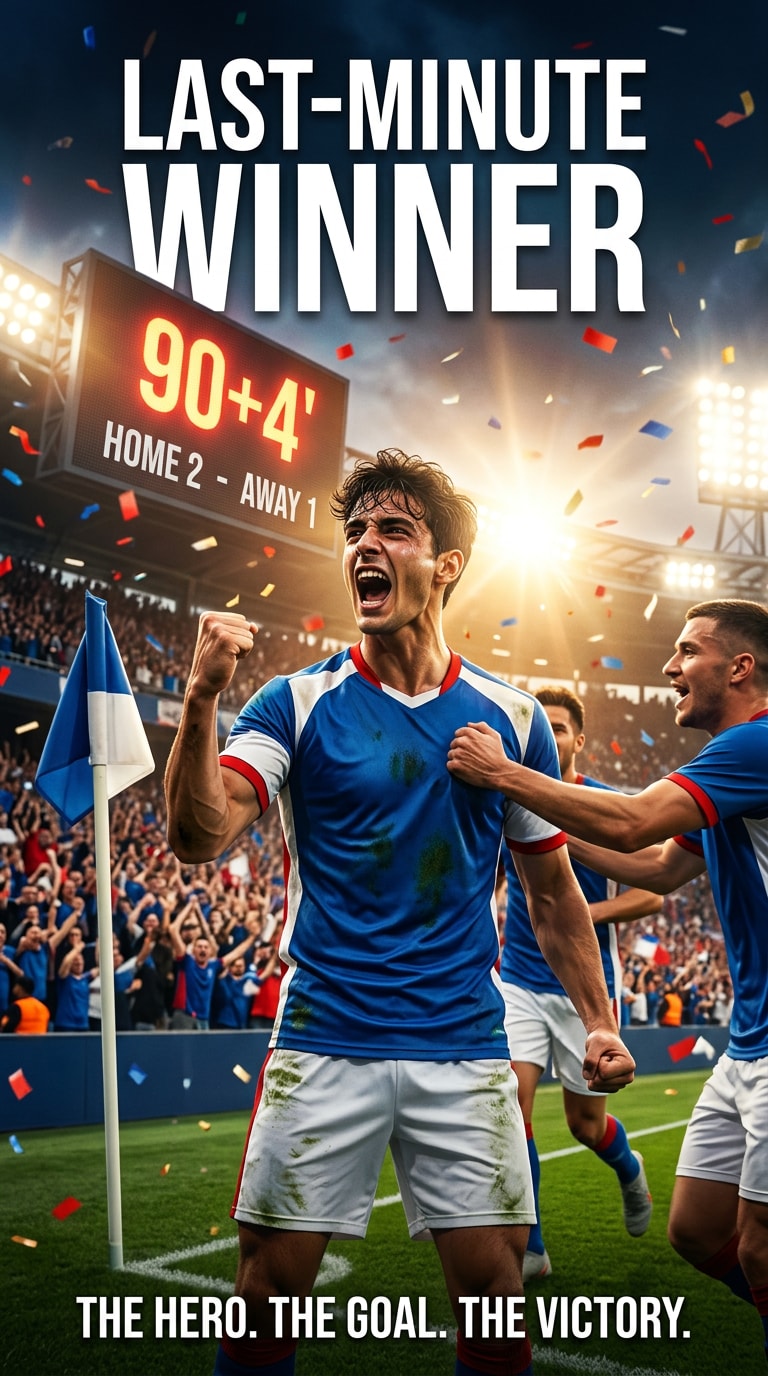 Last-minute winner football celebration prompt