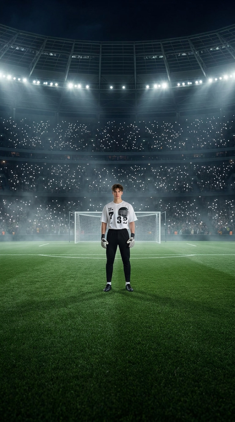 Night stadium goalkeeper wallpaper prompt