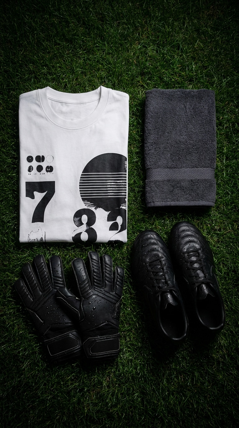 Goalkeeper gloves flat lay prompt