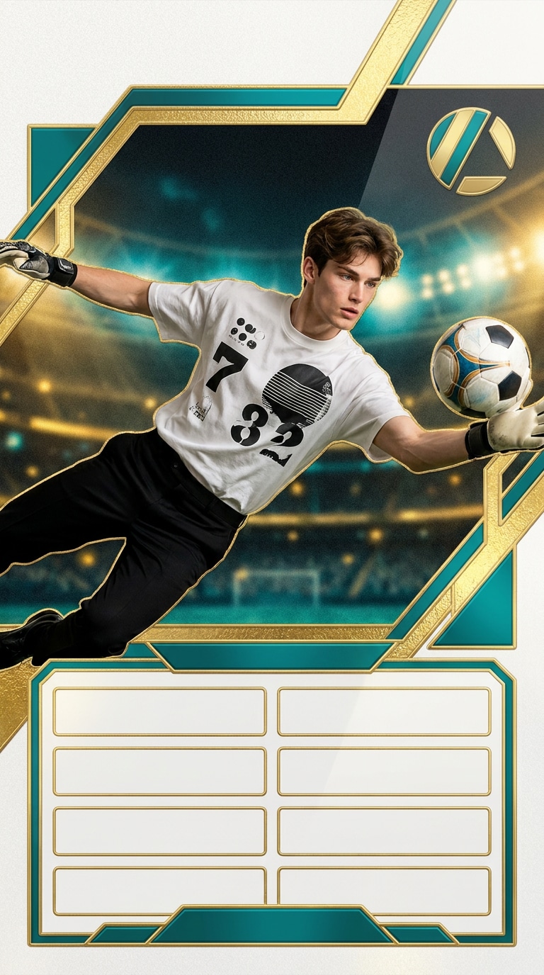 Goalkeeper trading card AI prompt