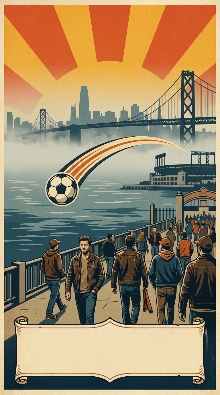 San Francisco Bay Area football travel poster prompt