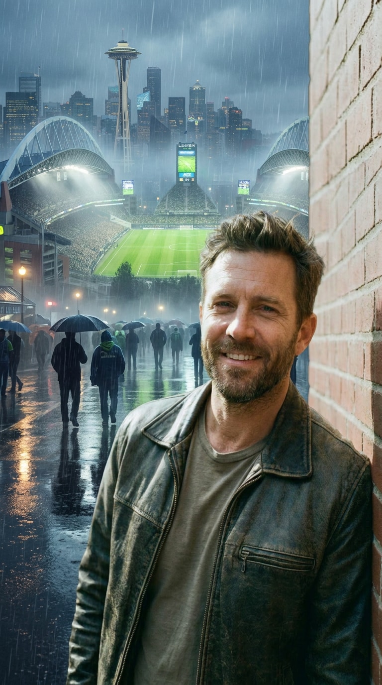 Seattle rainy stadium background prompt