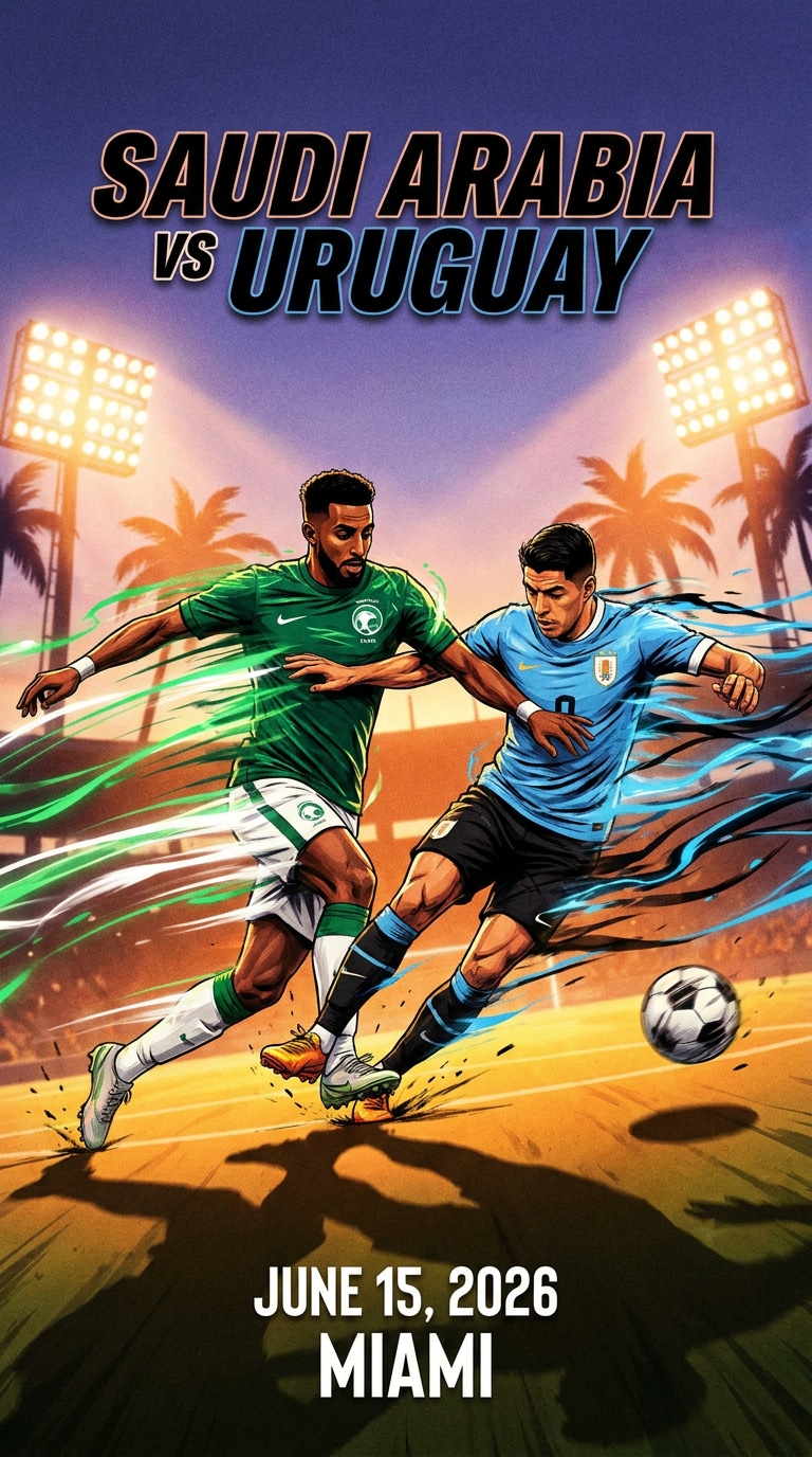 Saudi Arabia vs Uruguay AI football poster prompt