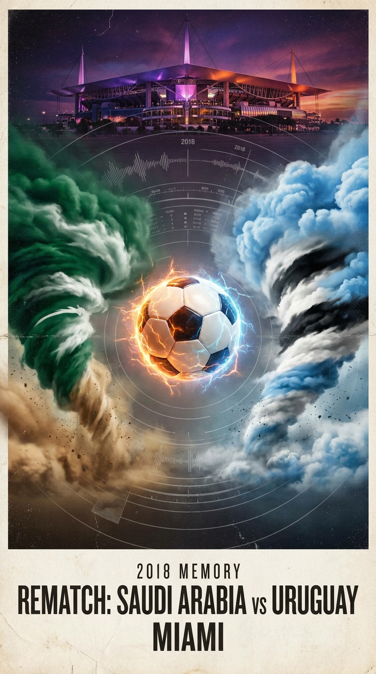 Saudi Arabia Uruguay 2018 rematch poster prompt