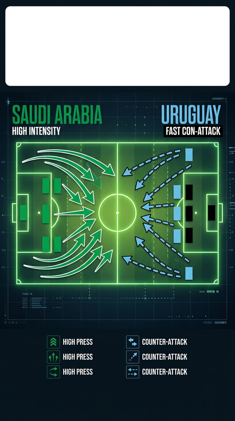 Saudi Arabia vs Uruguay tactical duel graphic prompt