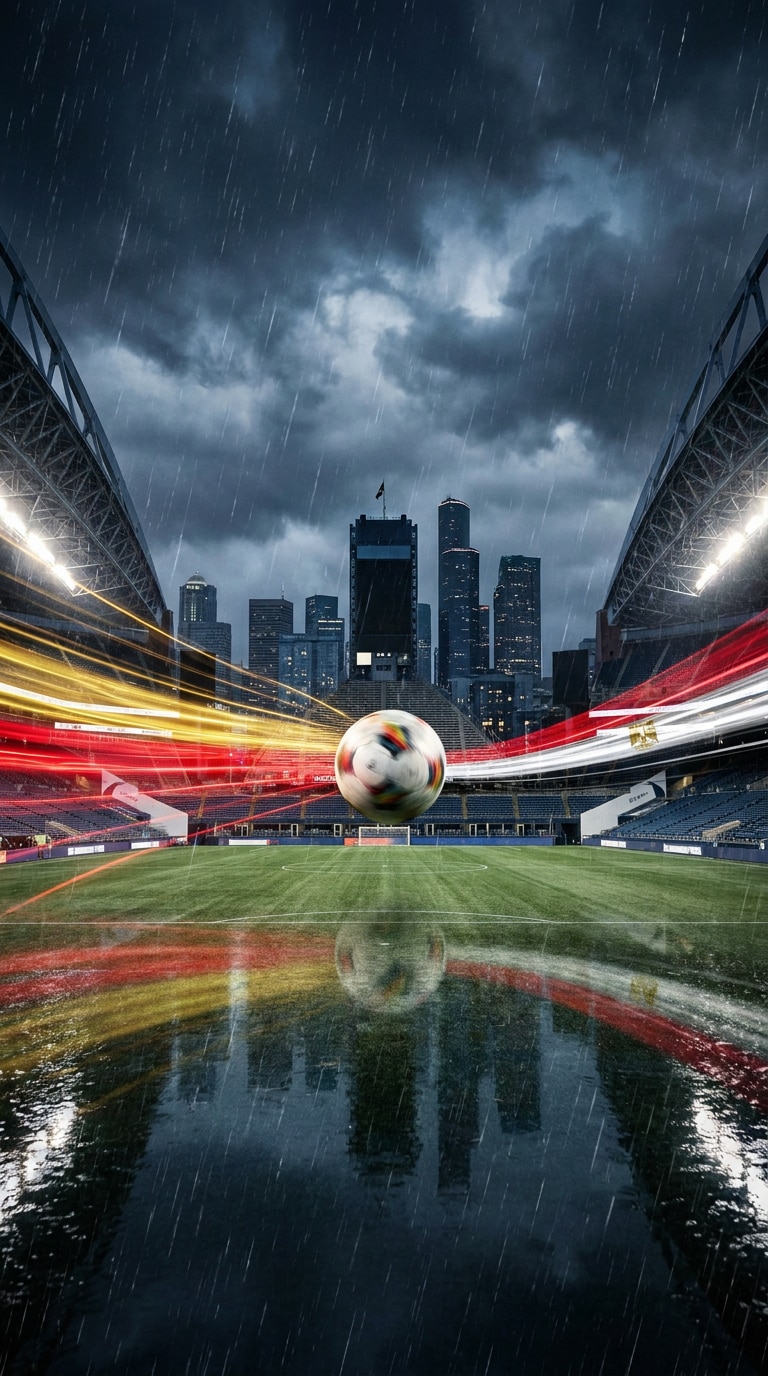 Belgium vs Egypt Seattle rain poster prompt