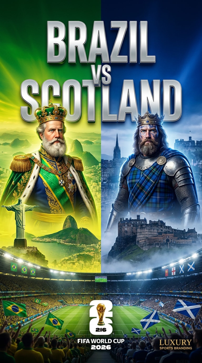 Brazil vs Scotland AI soccer wallpaper prompt