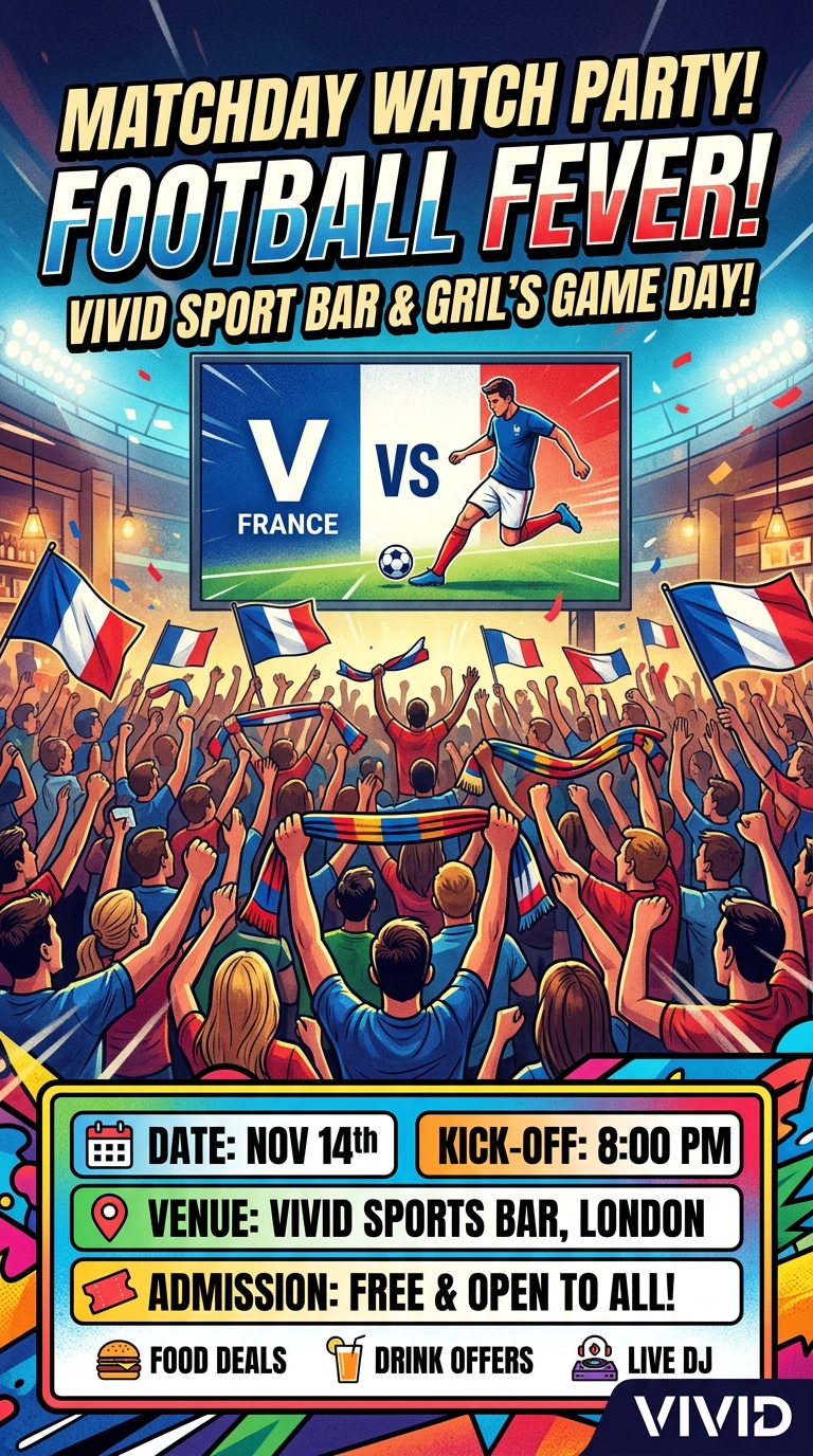Watch party matchday football poster prompt