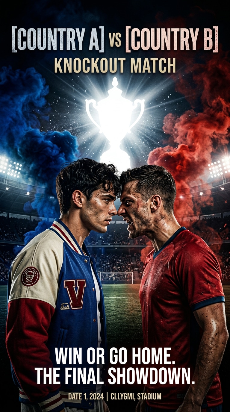Knockout night football match poster prompt