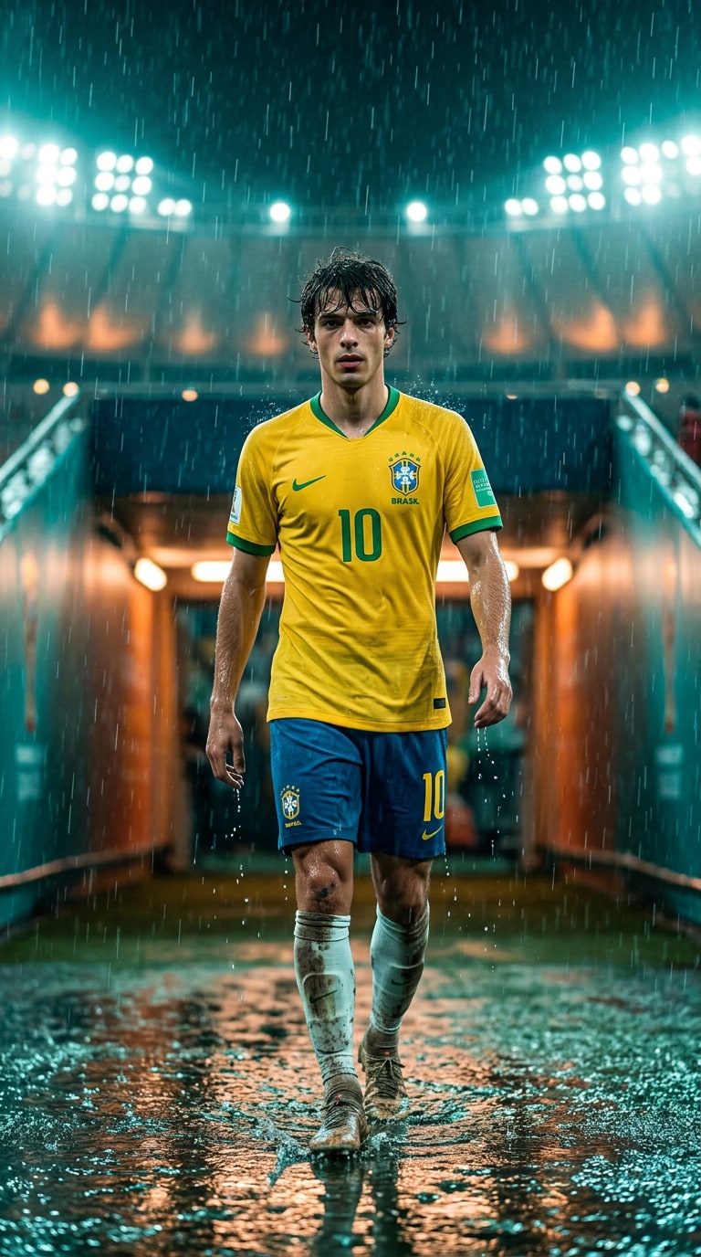 Low-angle supporter hero football poster prompt