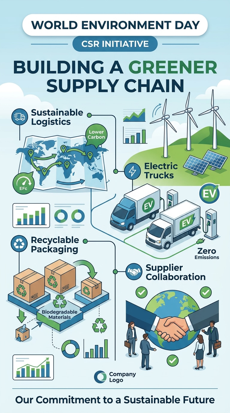 Sustainable supply chain CSR poster prompt