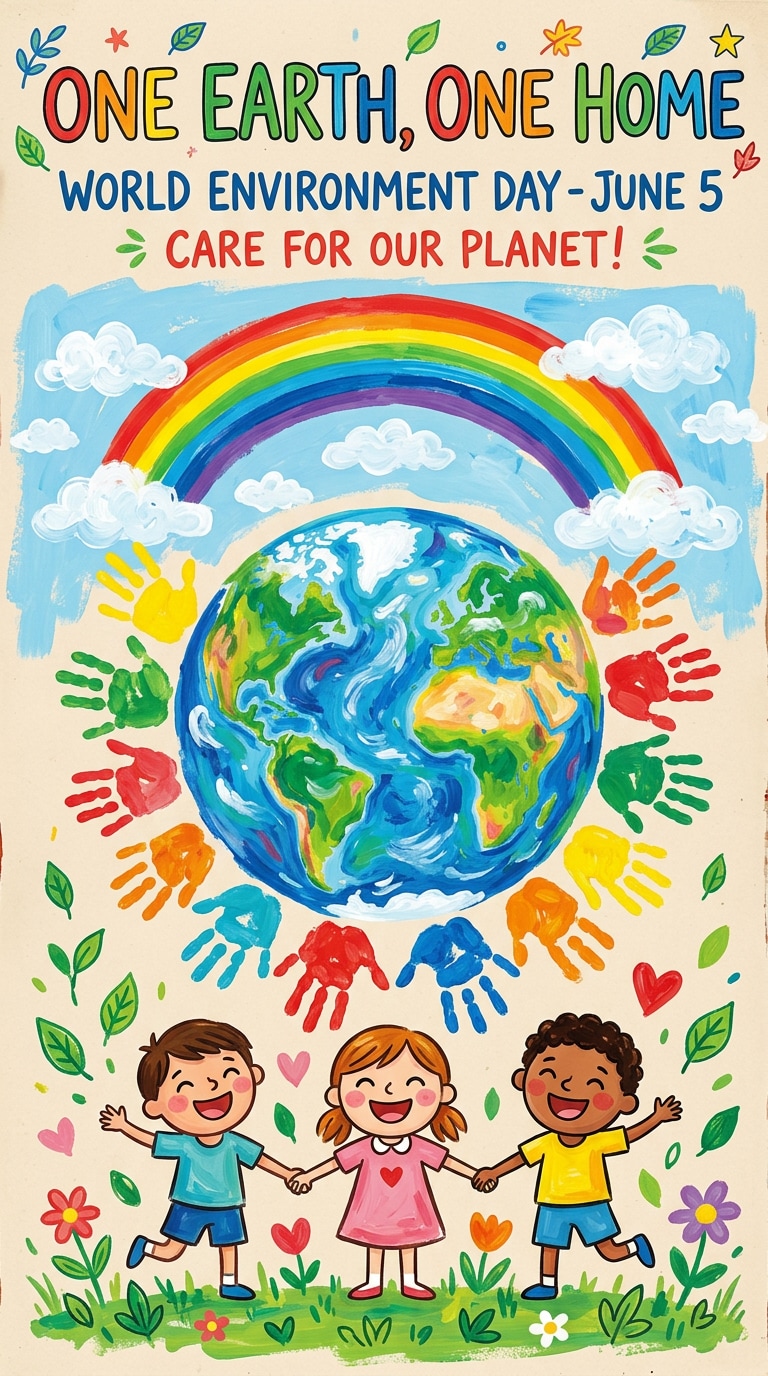 One Earth kids poster prompt
