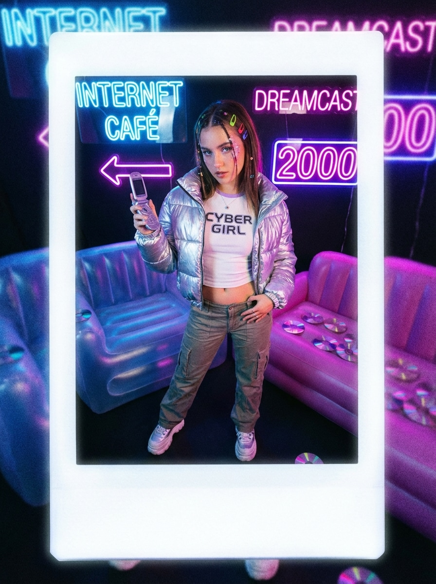 Y2K Neon Nostalgia Portrait