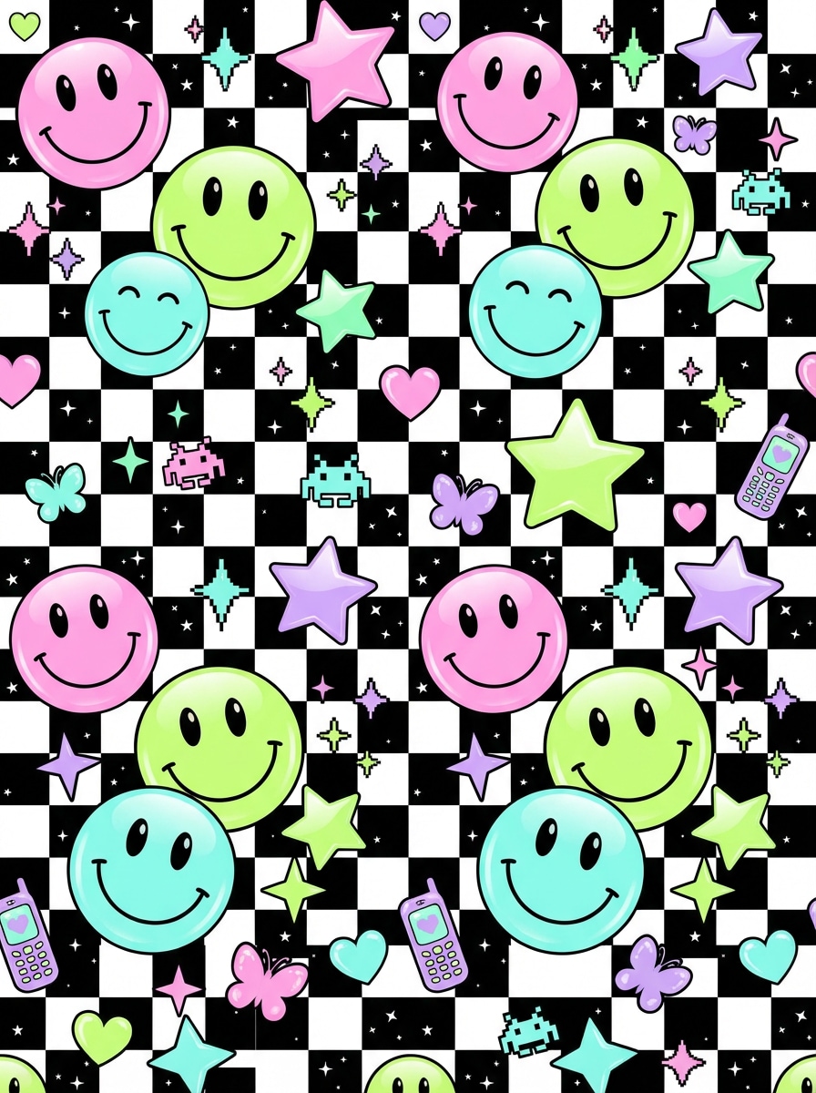 Y2K Smiley Checkerboard