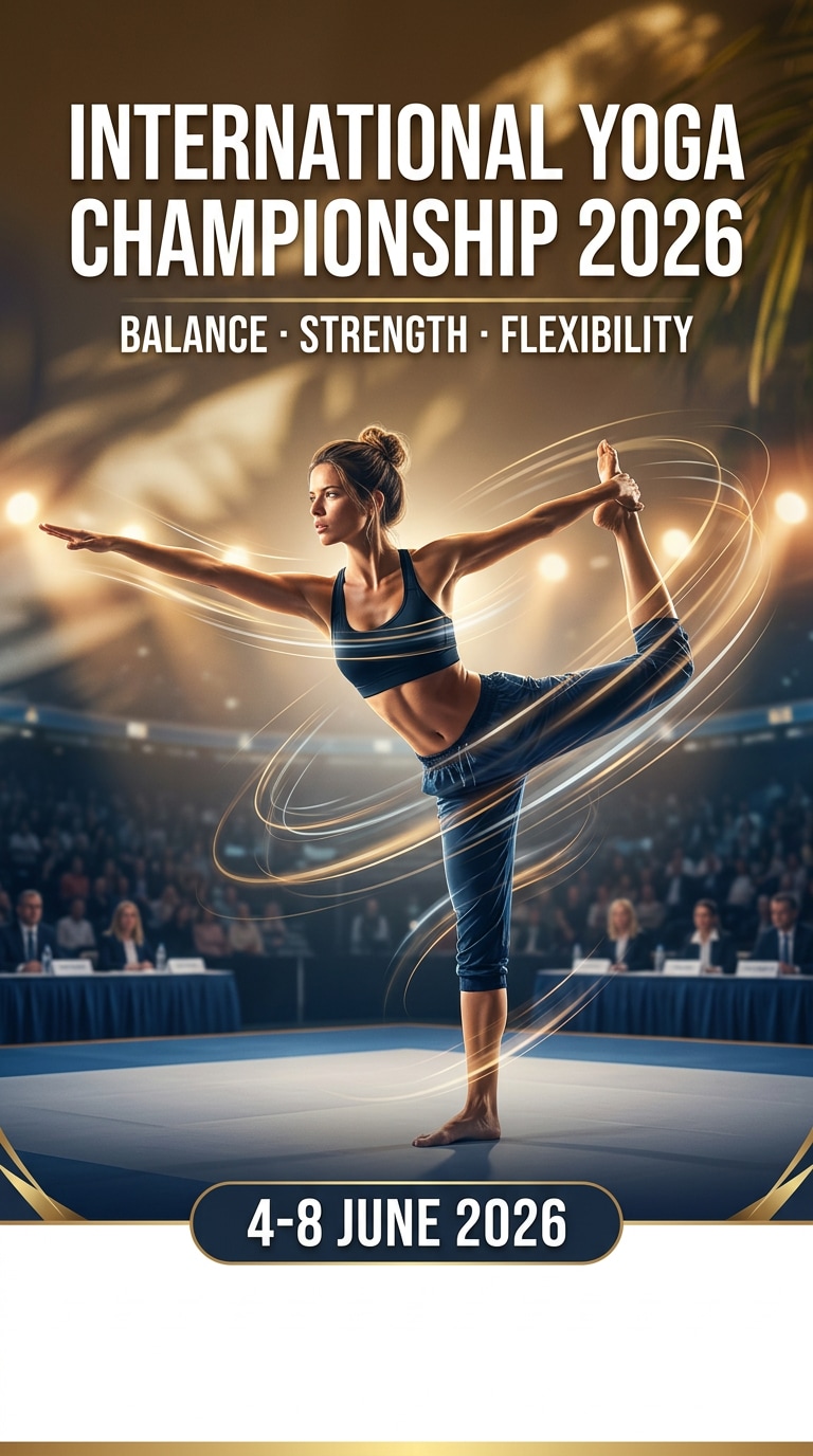 Competitive yoga poster AI generator prompt