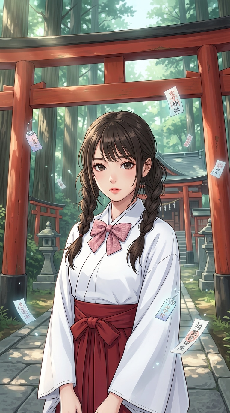 Shrine maiden miko AI prompt