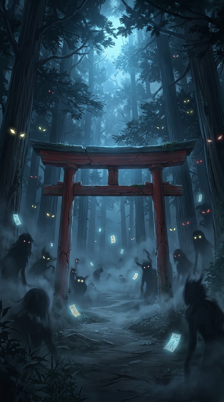 Dark yokai wallpaper prompt