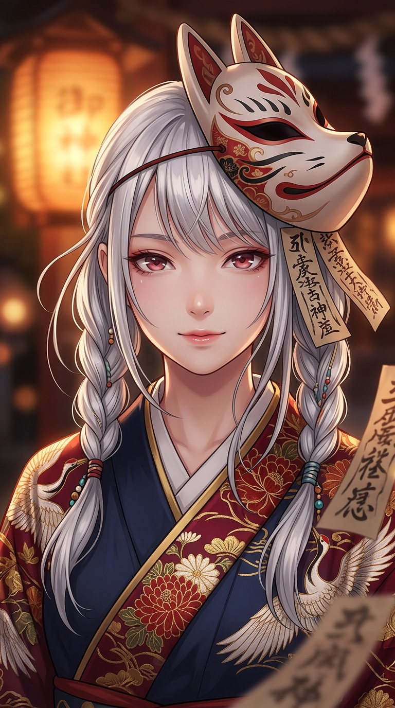 Shrine maiden miko anime AI art prompt