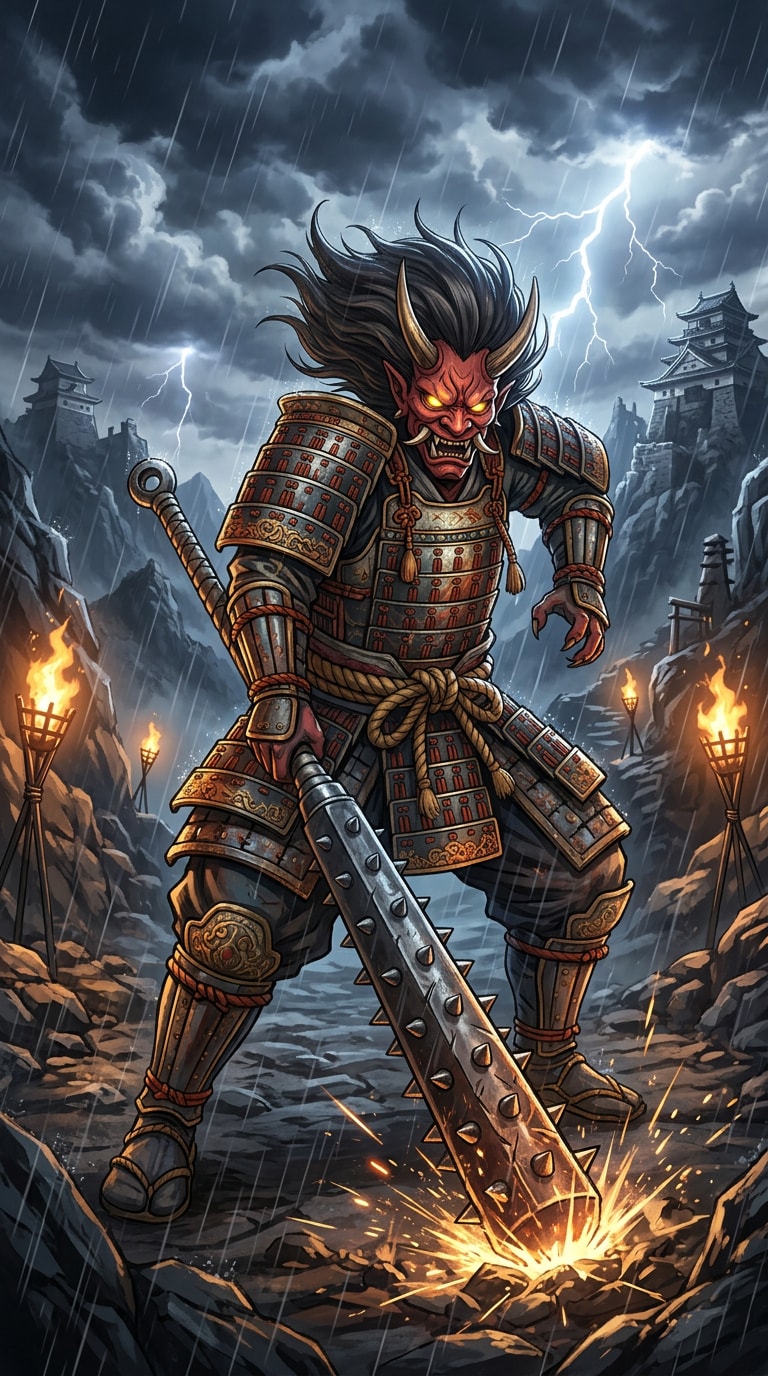Oni warrior anime prompt
