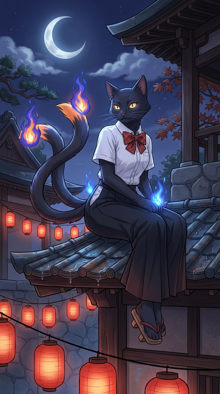 Nekomata cat yokai prompt